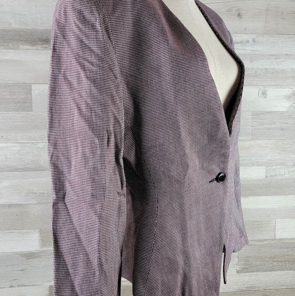 Vintage Saville Red, Black Houndstooth Single Button  Blazer Women's Size 12 USA - Picture 4 of 16
